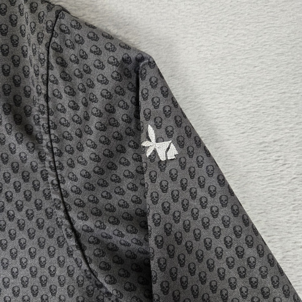 Peter Millar Perth Pullover Men Medium Gray Skull Print 1/4 Zip Golf Performance - Picture 3 of 9